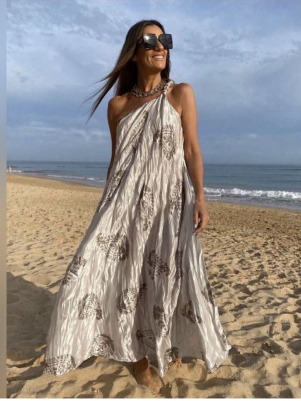 Zara Wrinkled Effect Asymmetrical Dress Sz S NWT Boho Beachy Resort